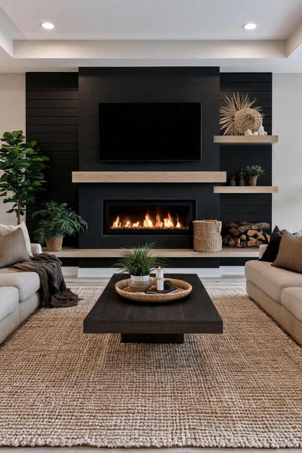 black fireplace ideas 37