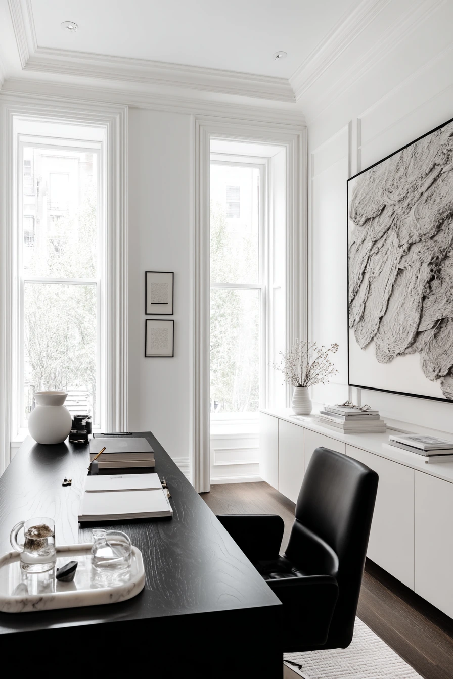 black and white home office ideas 11
