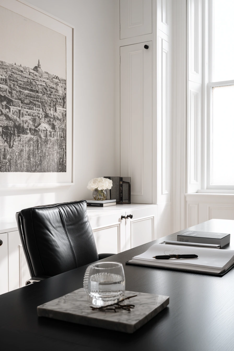 black and white home office ideas 12