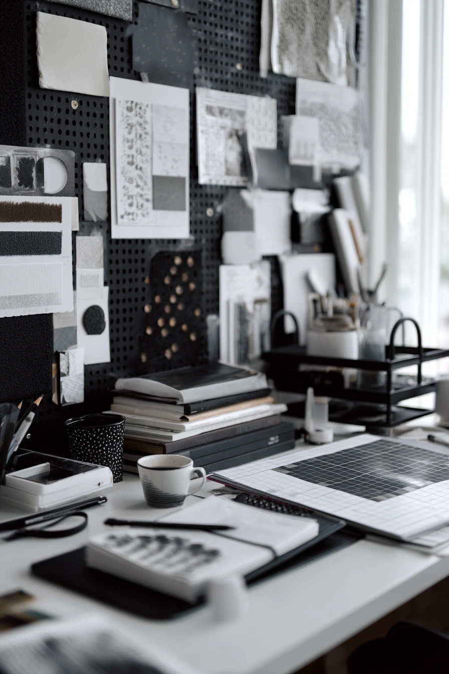 black and white home office ideas 16