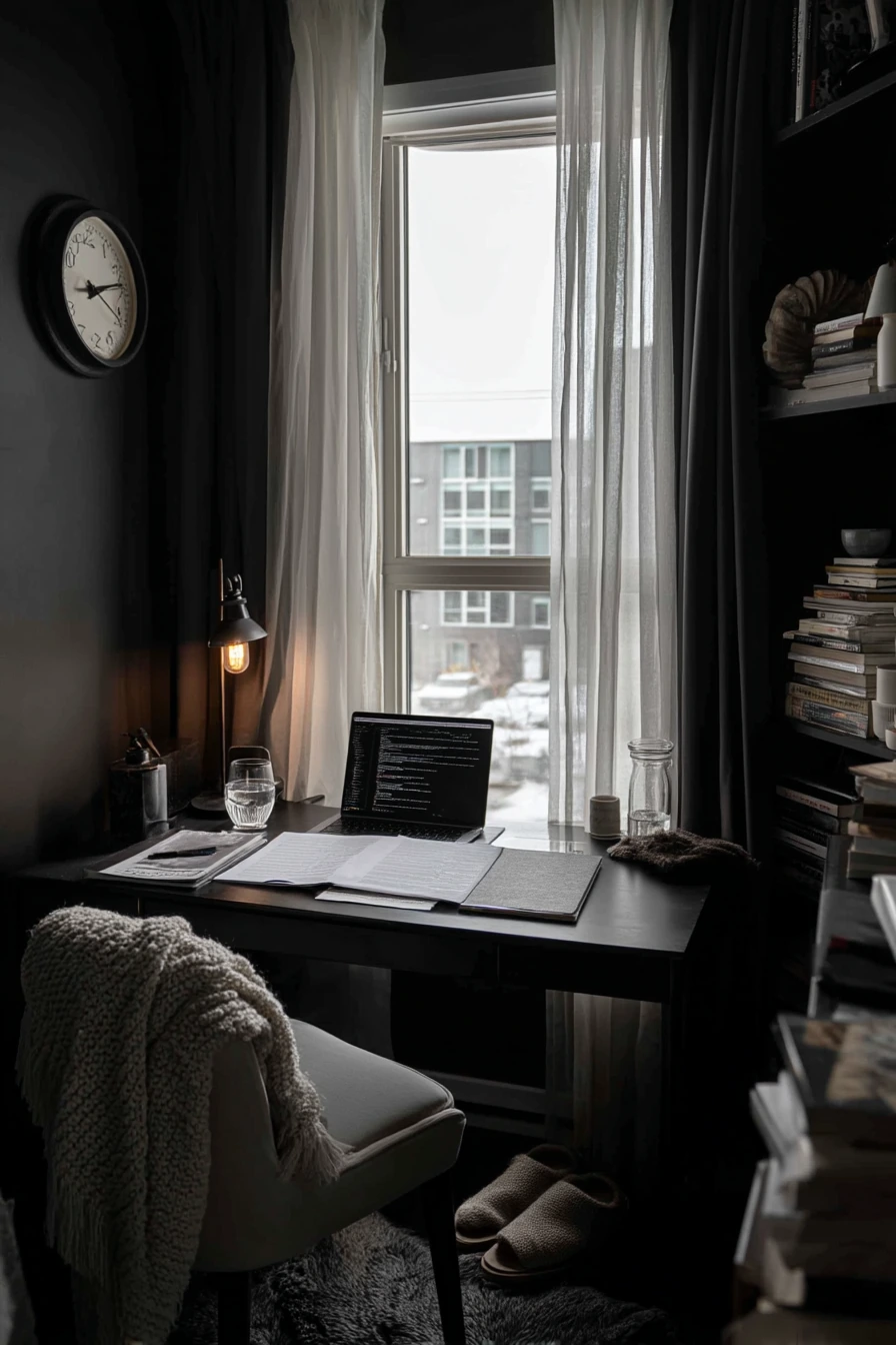 black and white home office ideas 20
