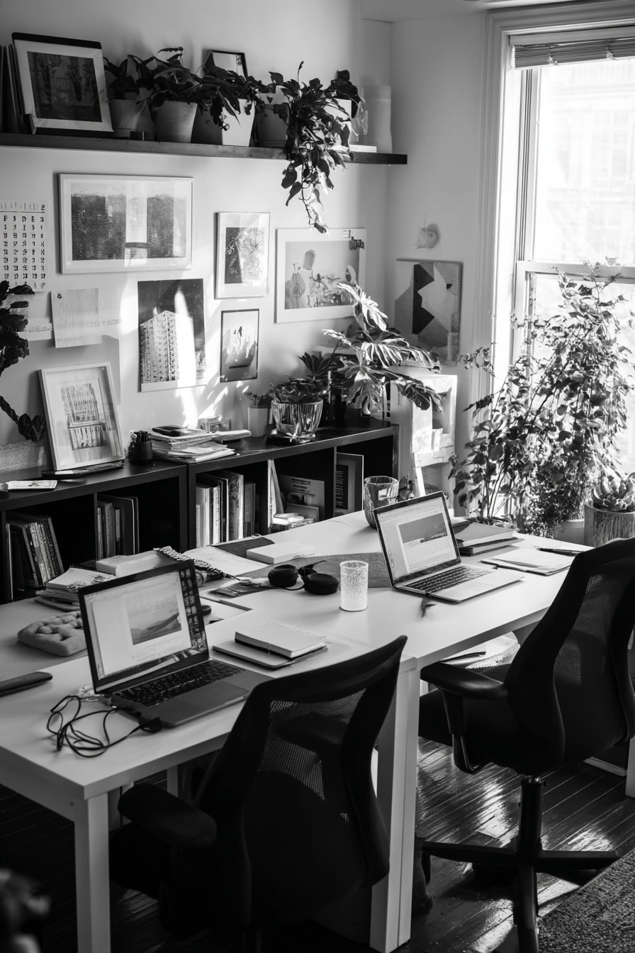 black and white home office ideas 21
