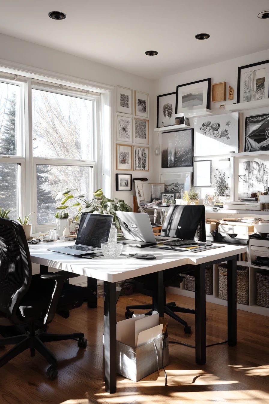 black and white home office ideas 22