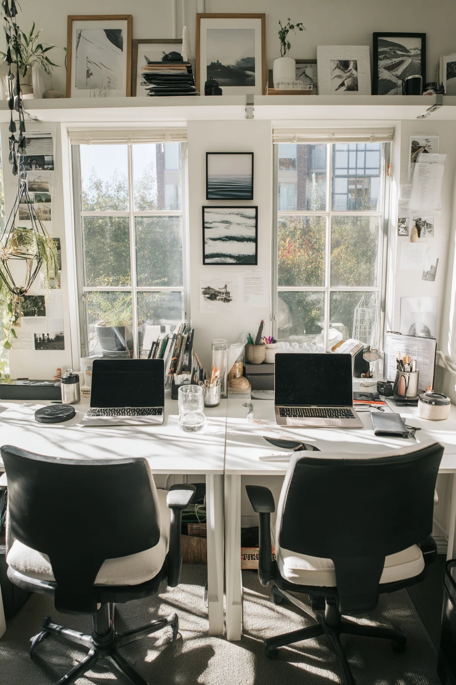 black and white home office ideas 23