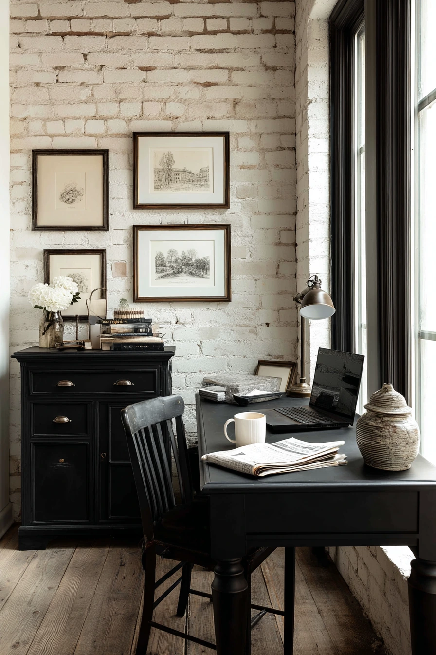 black and white home office ideas 27