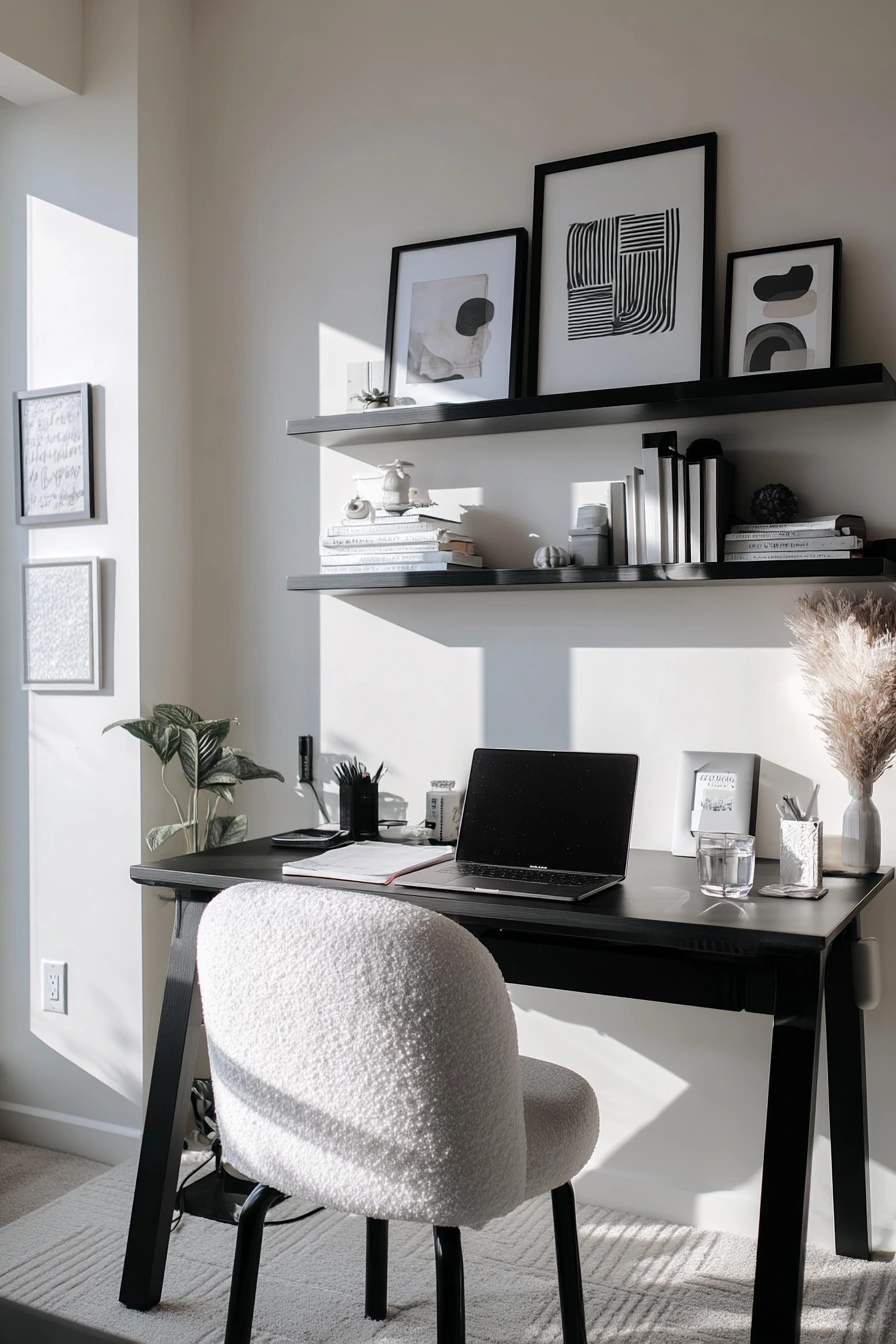 black and white home office ideas 33