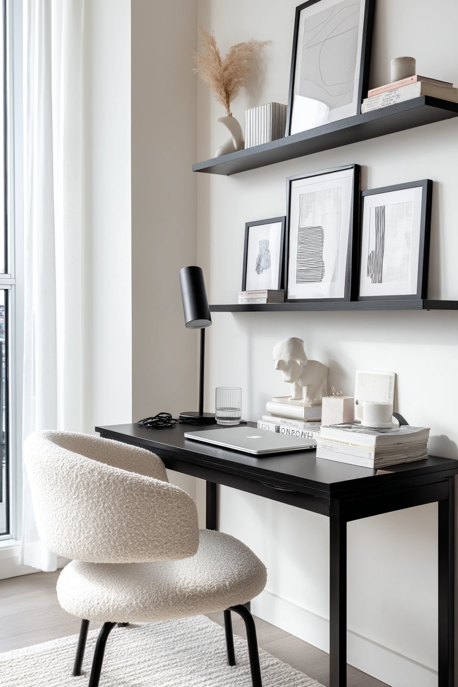 black and white home office ideas 36