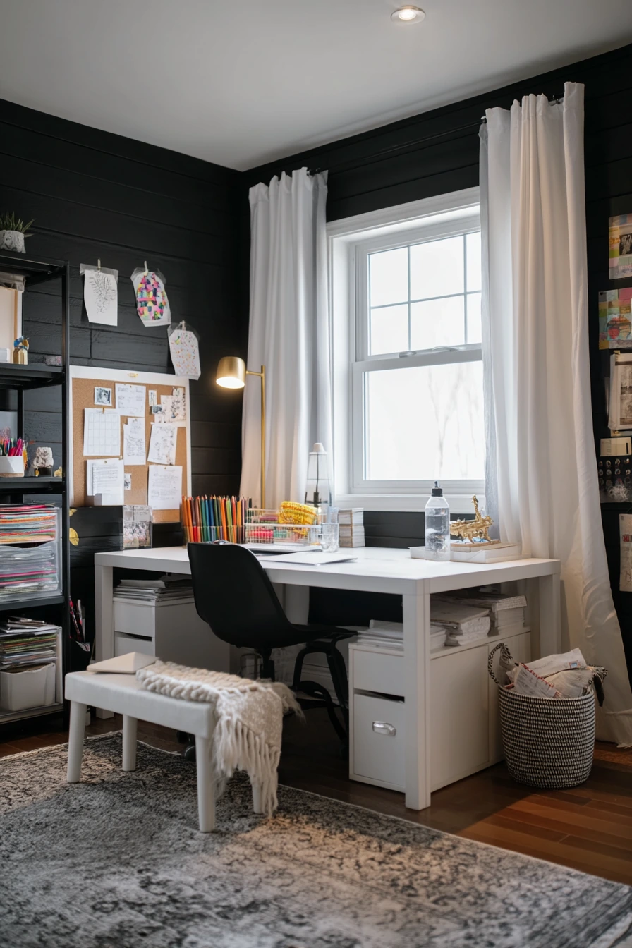 black and white home office ideas 8