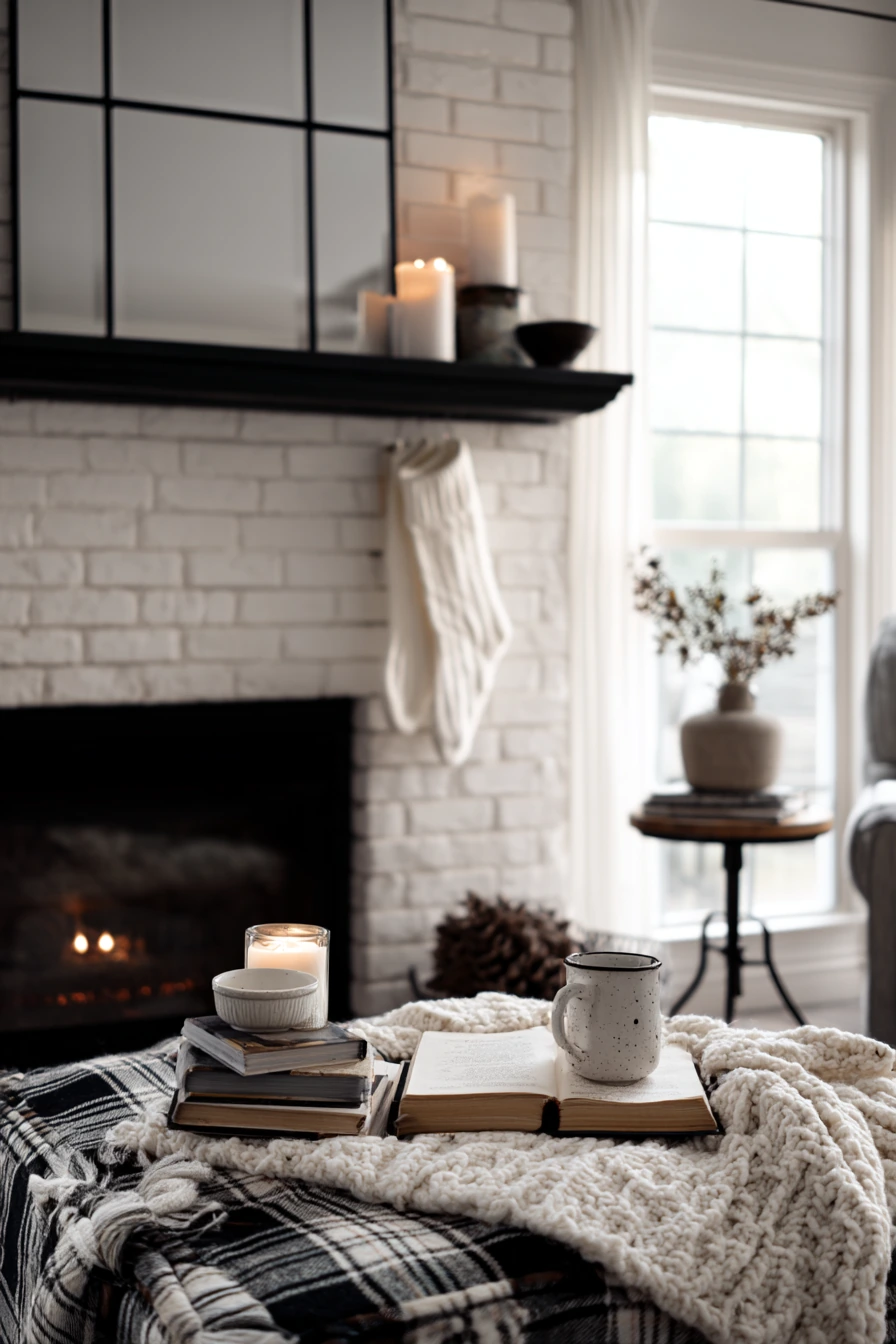 black and white mantel decor ideas 15