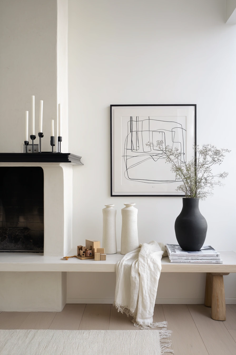 black and white mantel decor ideas 17
