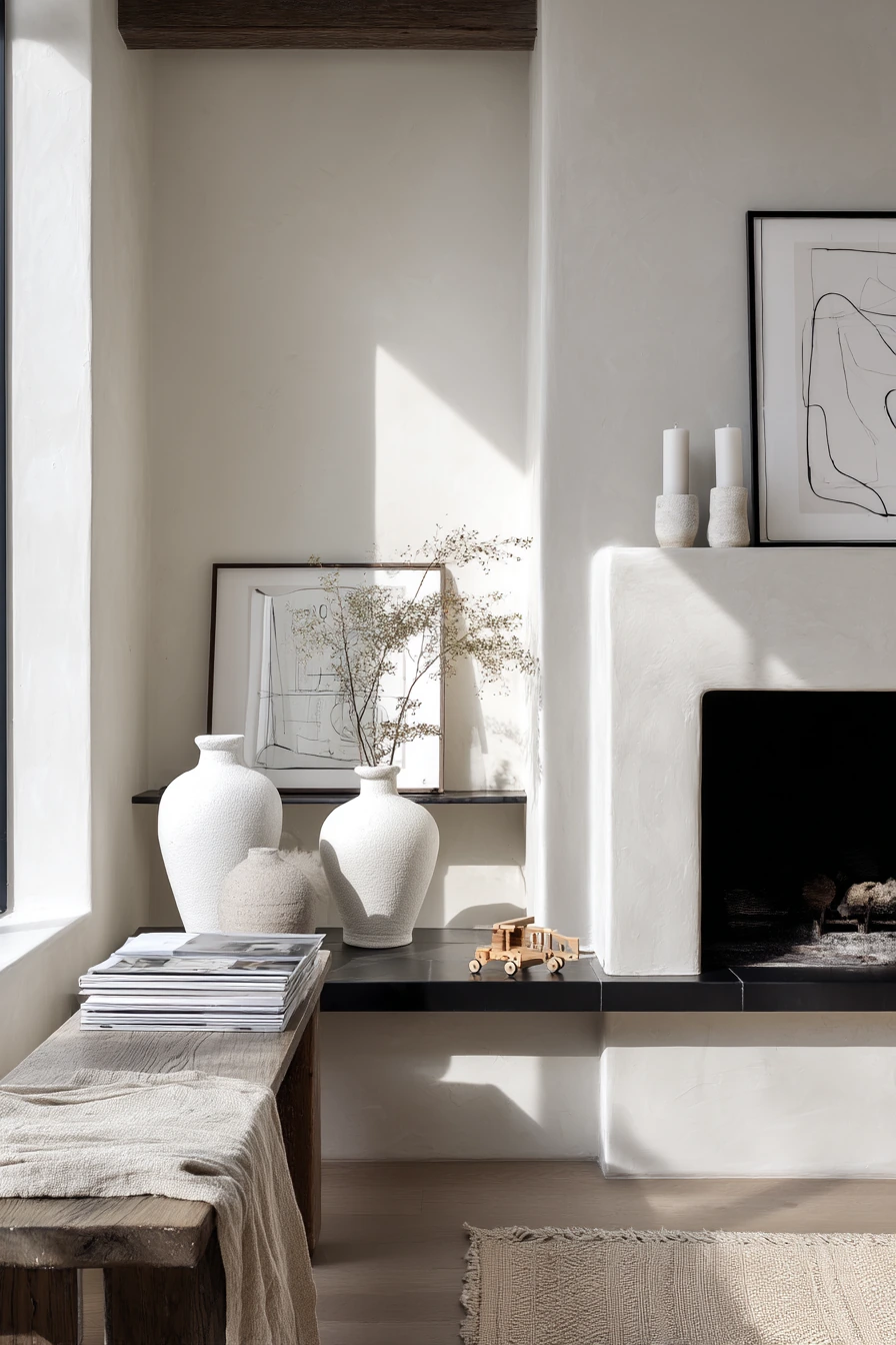 black and white mantel decor ideas 18