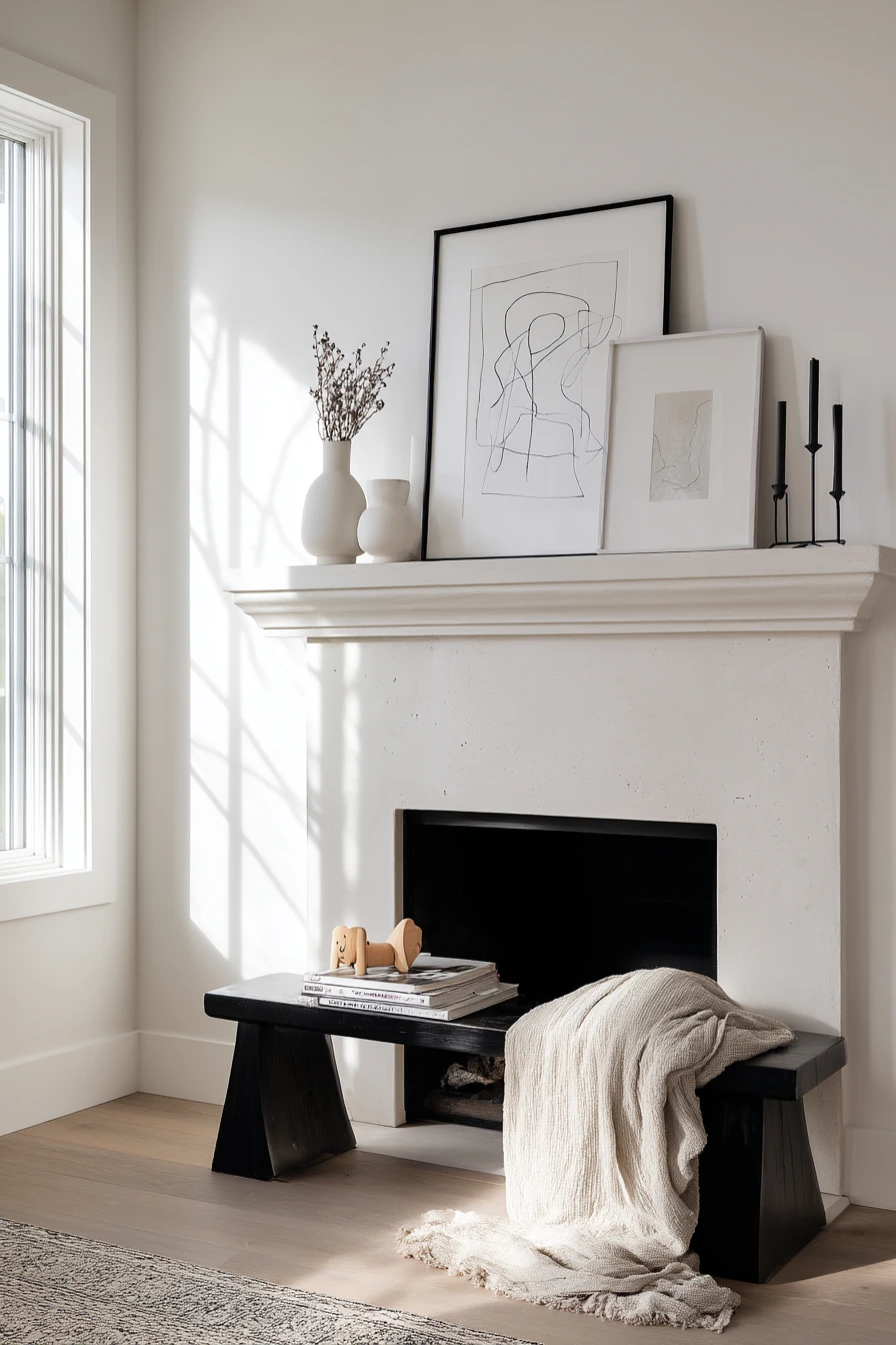 black and white mantel decor ideas 19