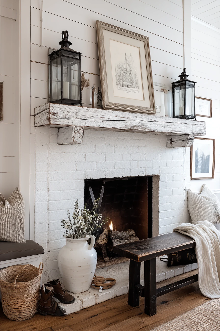 black and white mantel decor ideas 24