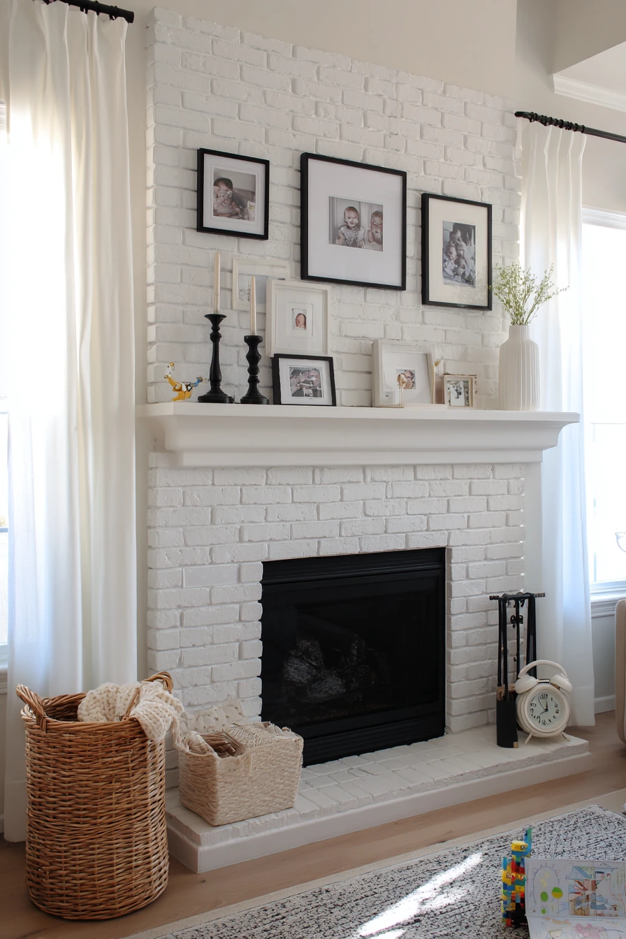 black and white mantel decor ideas 30