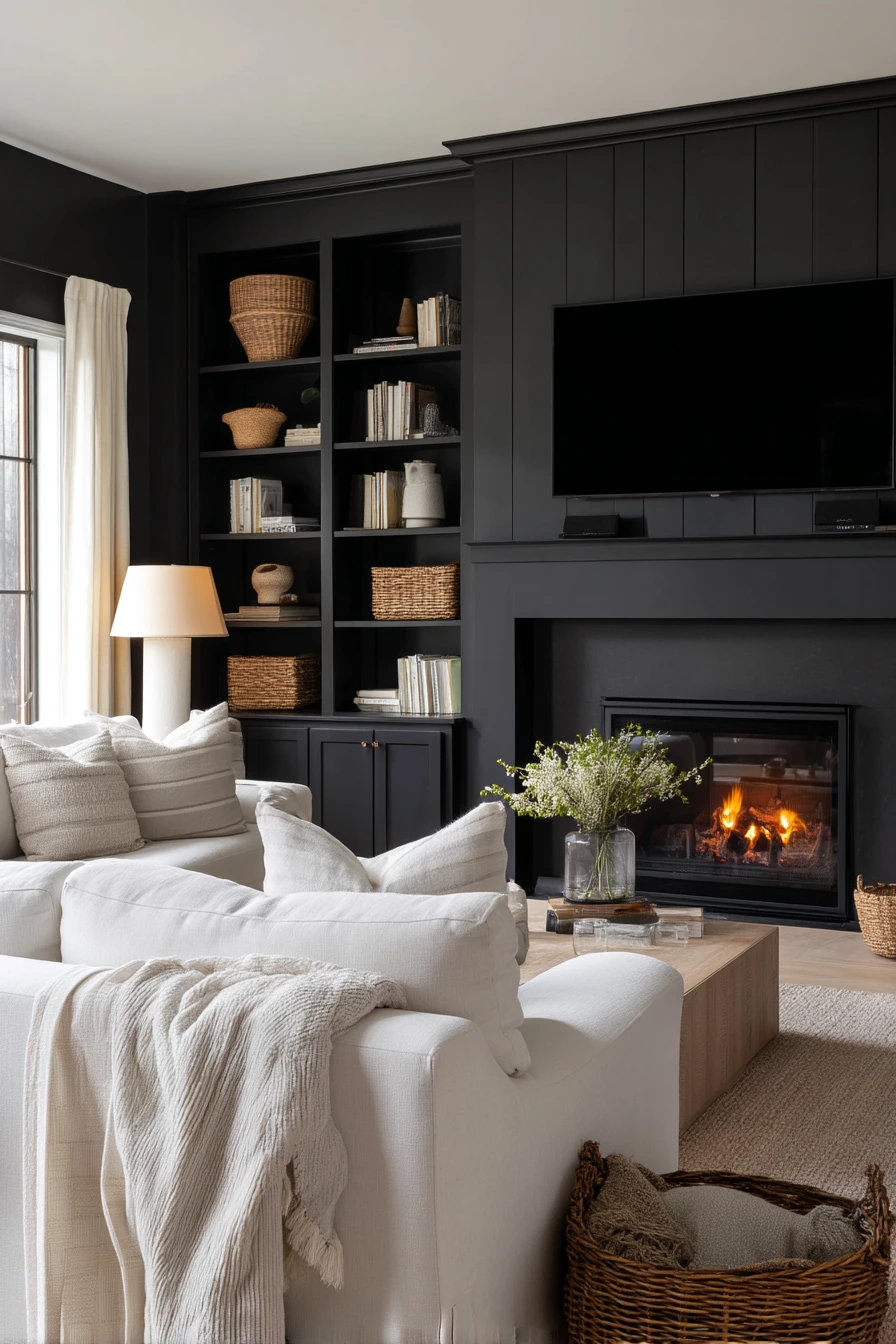 black fireplace ideas 14