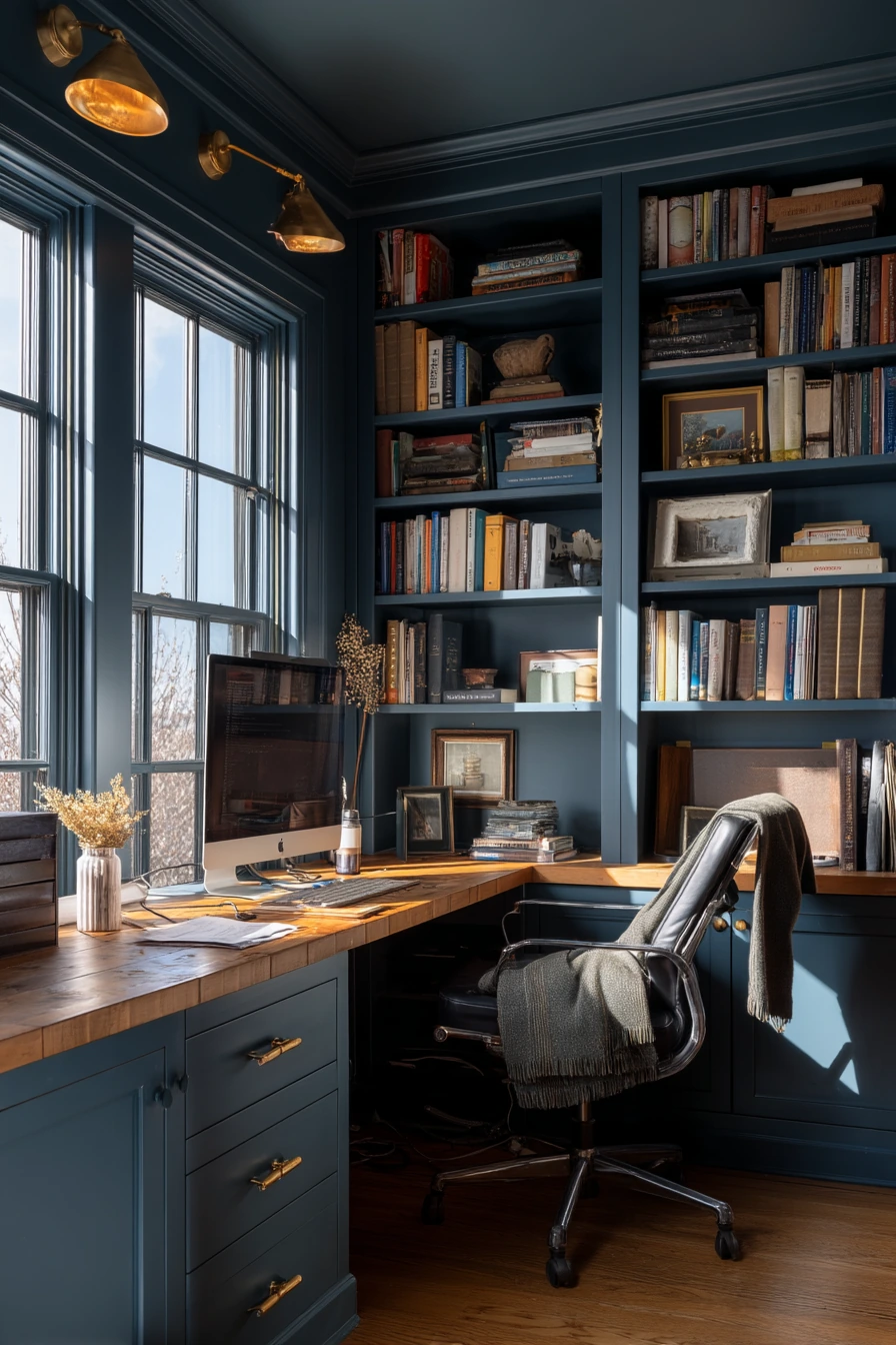 blue home office ideas 12