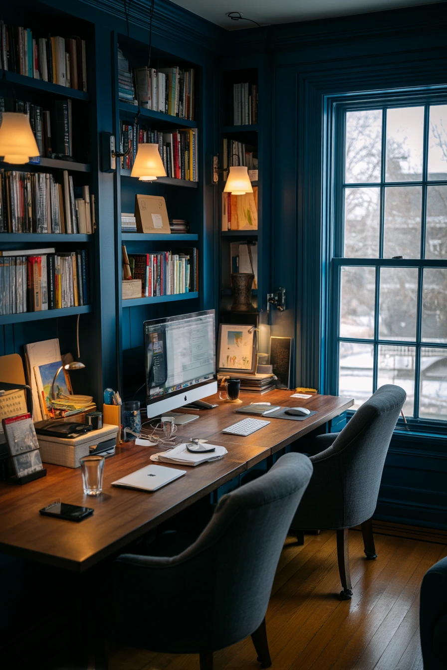 blue home office ideas 37
