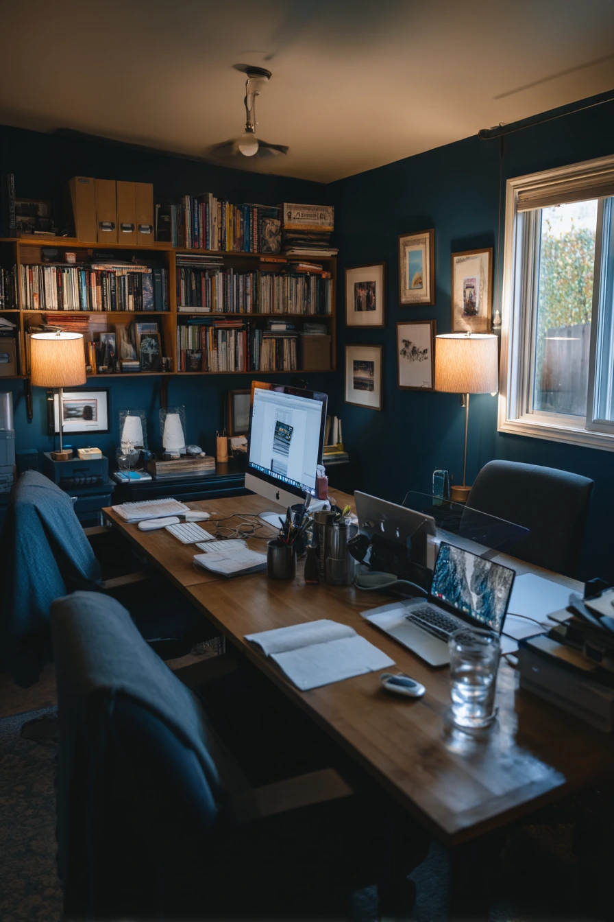 blue home office ideas 39