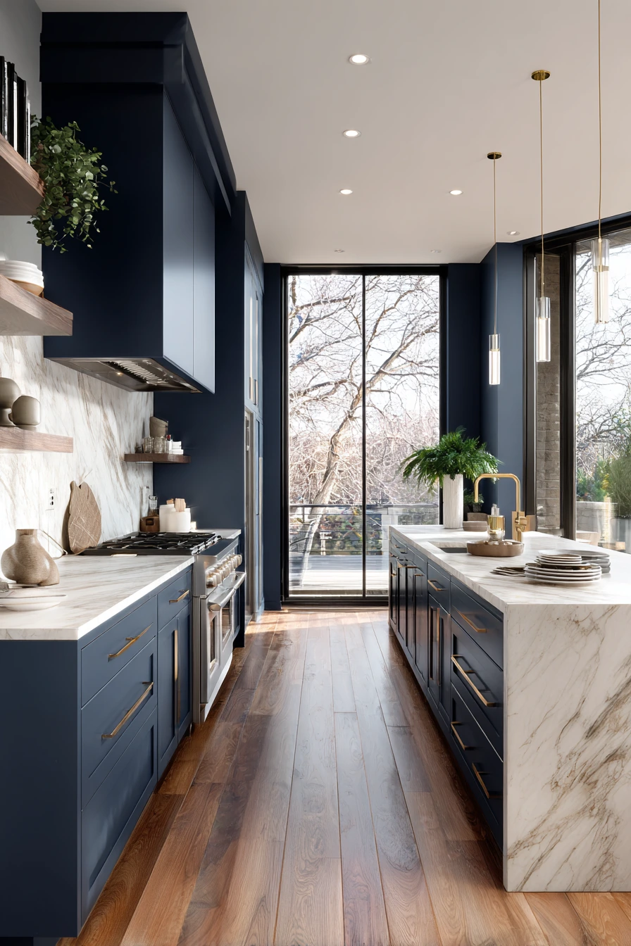 blue kitchen cabinets 1