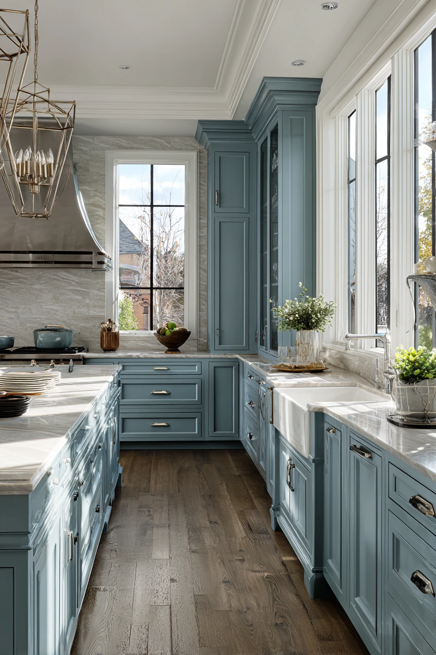 blue kitchen cabinets 30