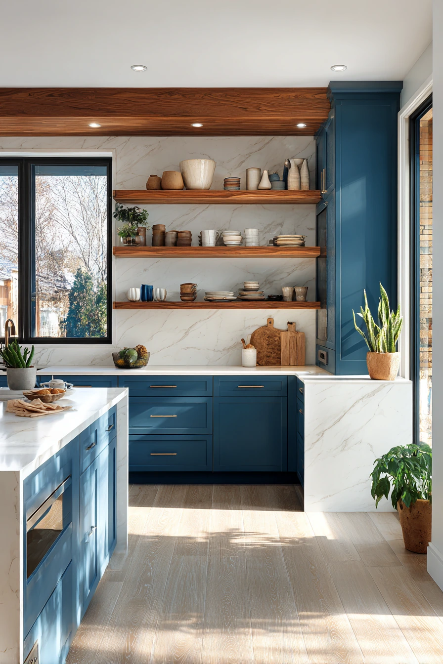 blue kitchen cabinets 37