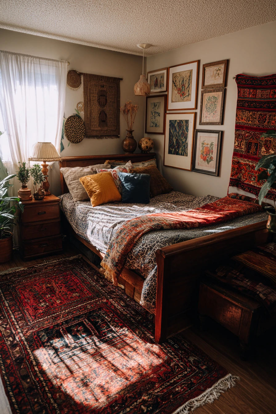 boho vintage bedroom 32