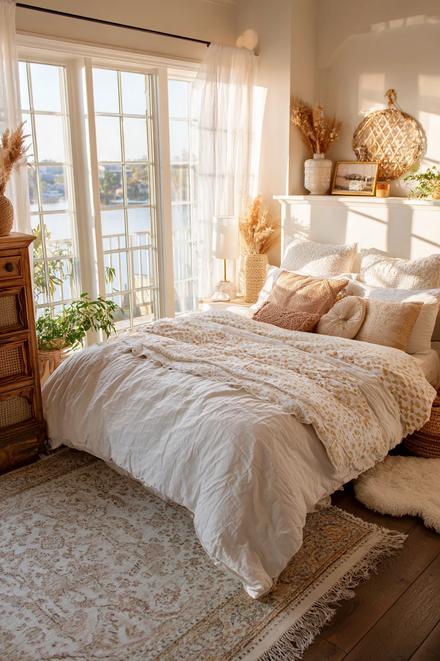 boho vintage bedroom 33