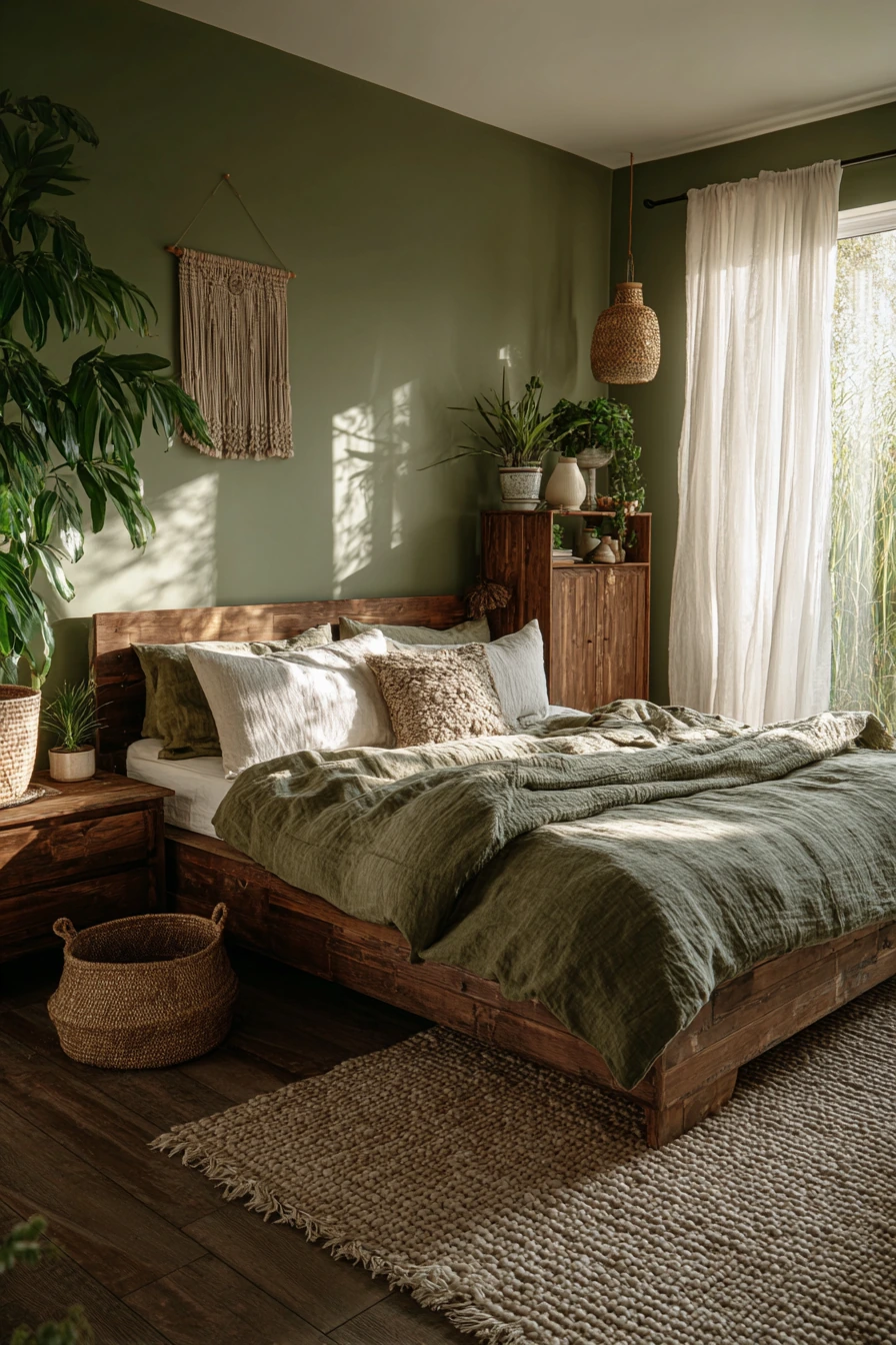 cozy bedroom green 13