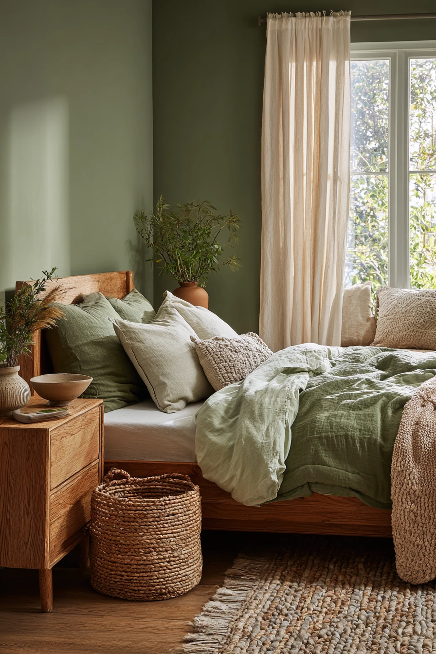 cozy bedroom green 15