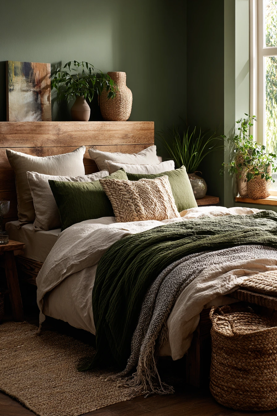 cozy bedroom green 22