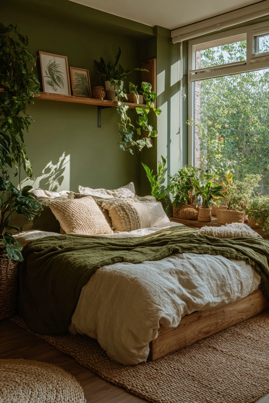 cozy bedroom green 27