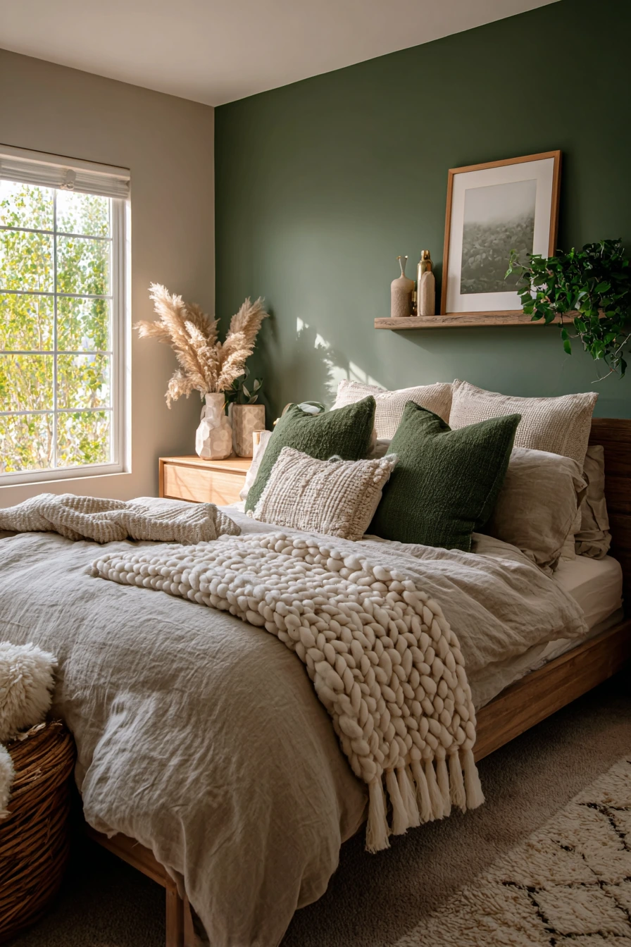 cozy bedroom green 35
