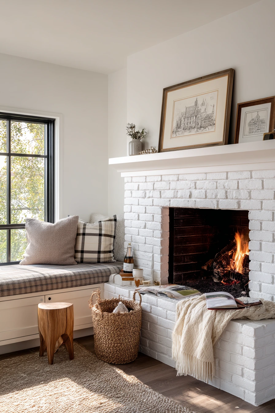 cozy fireplace nook ideas 10