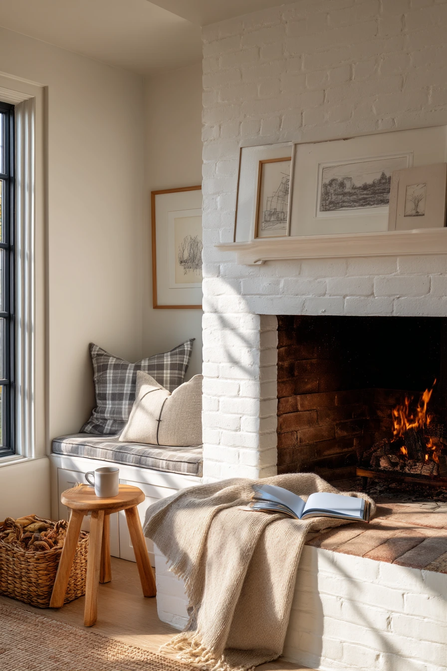cozy fireplace nook ideas 12
