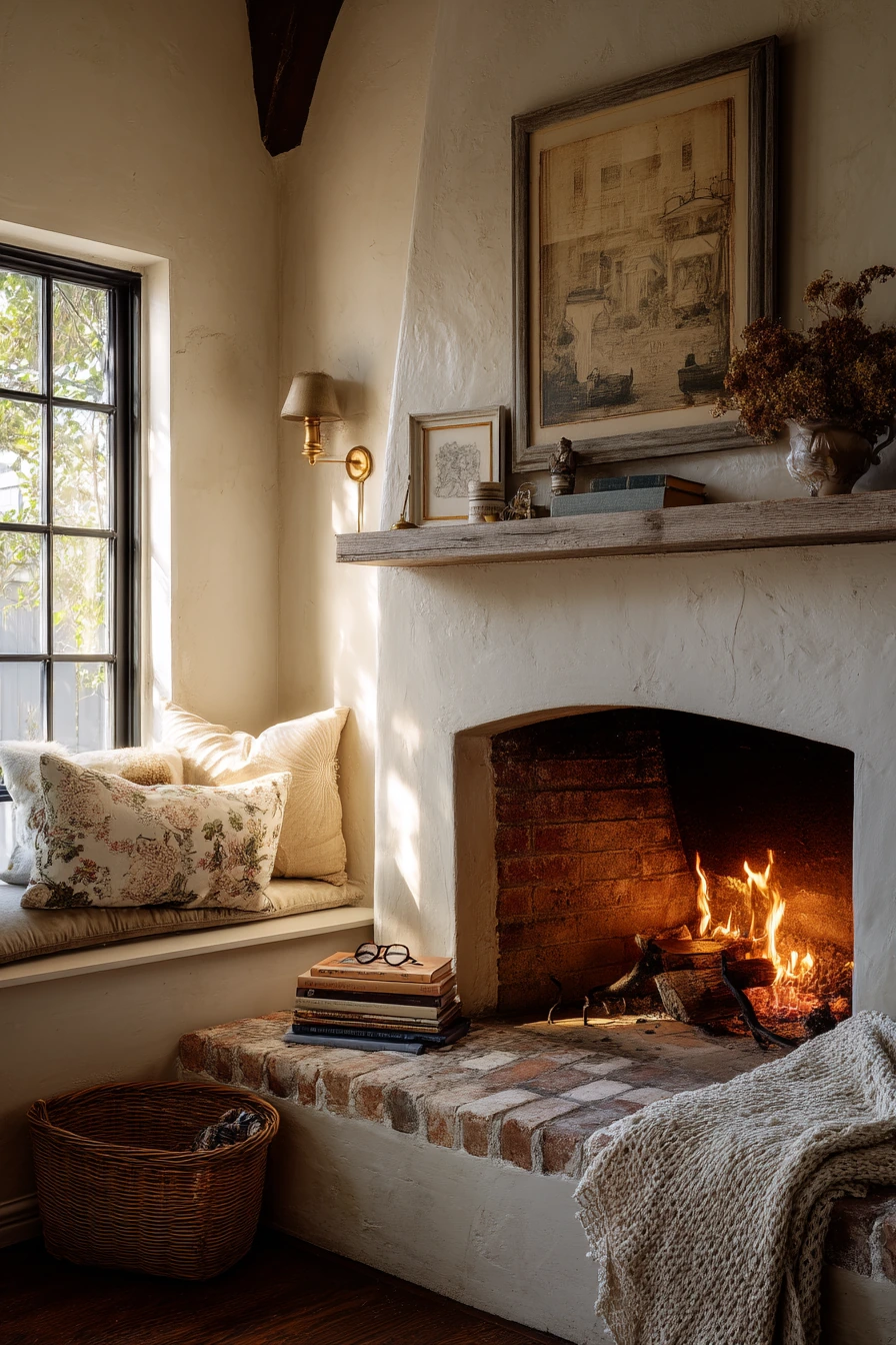 cozy fireplace nook ideas 22
