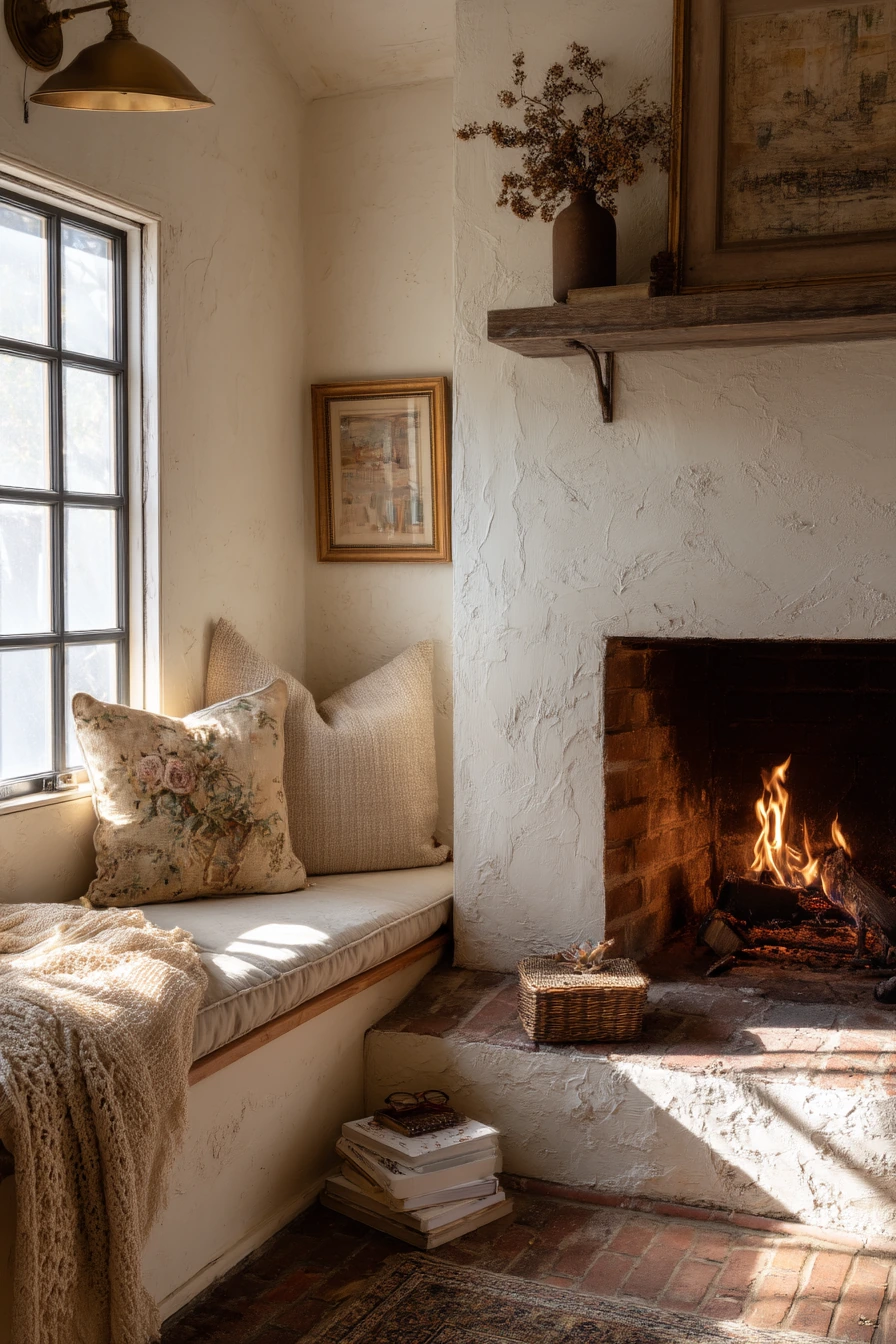 cozy fireplace nook ideas 23