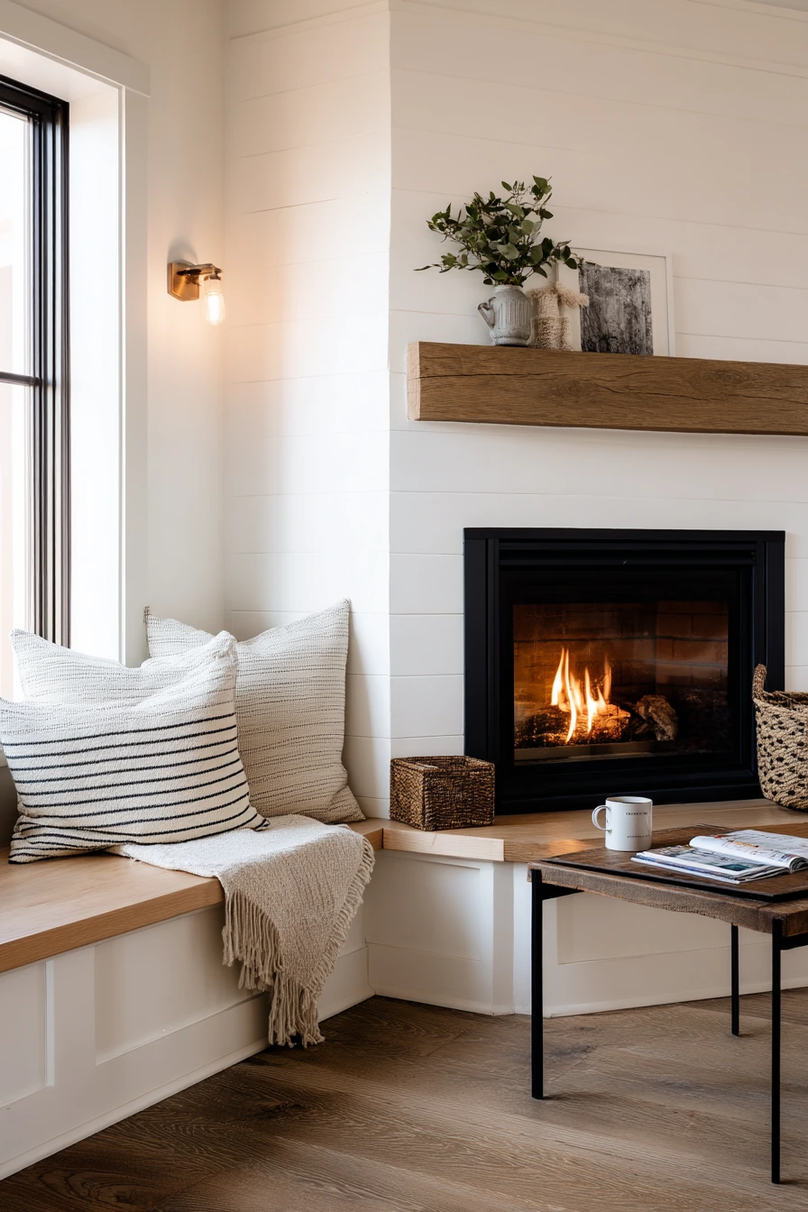 cozy fireplace nook ideas 27