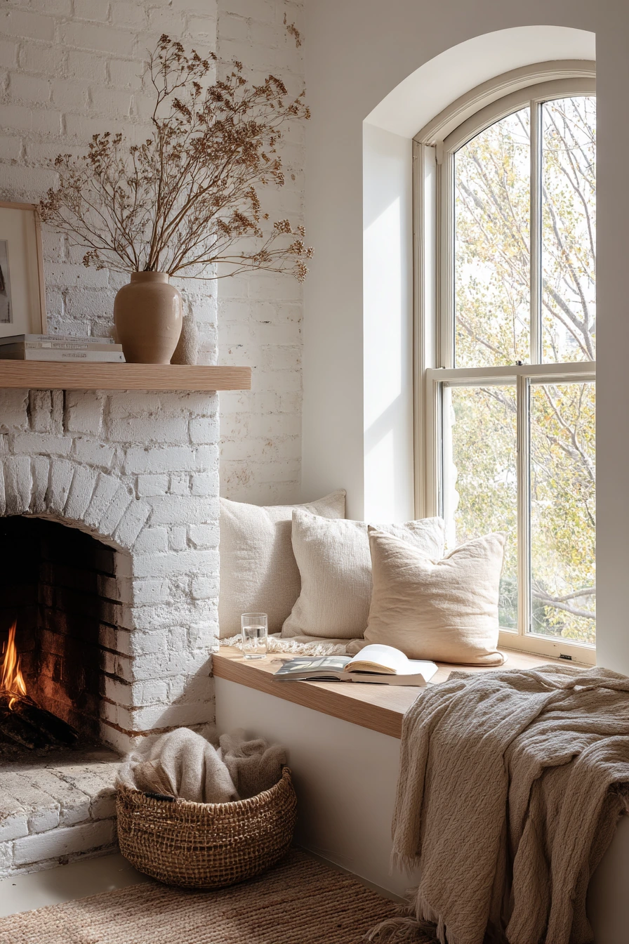 cozy fireplace nook ideas 4