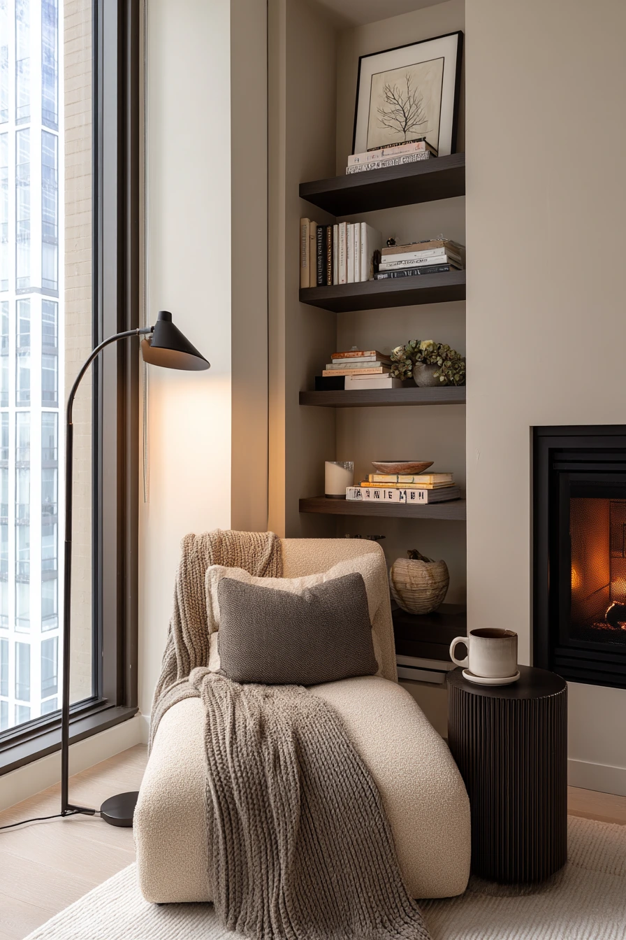 cozy fireplace nook ideas 6