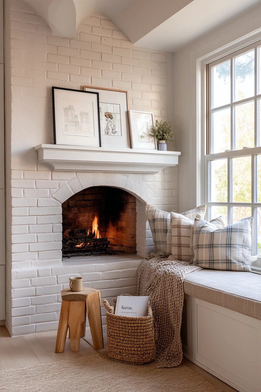 cozy fireplace nook ideas 9