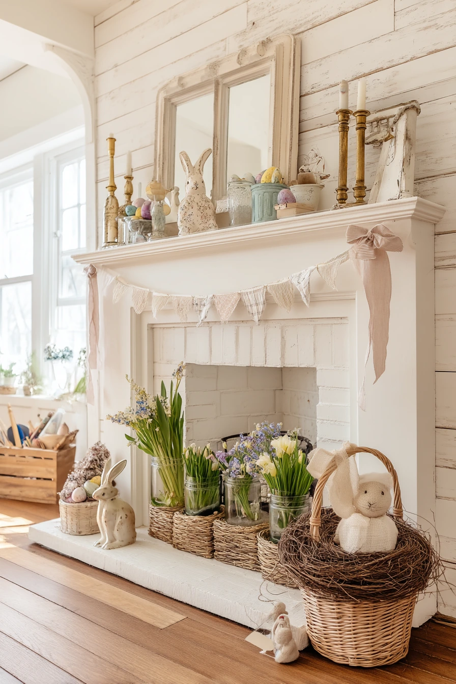 easter mantel decor ideas 11