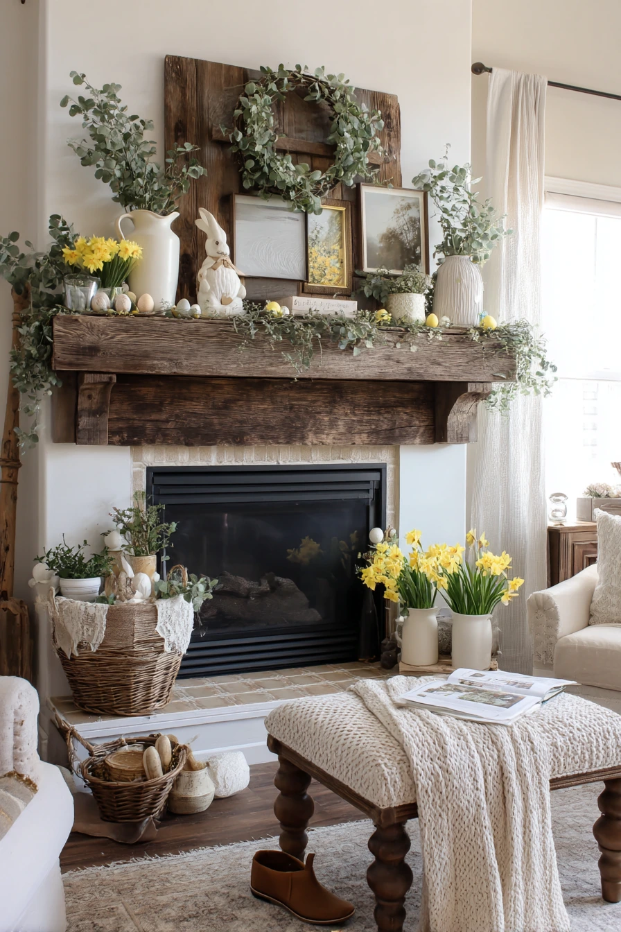 easter mantel decor ideas 18