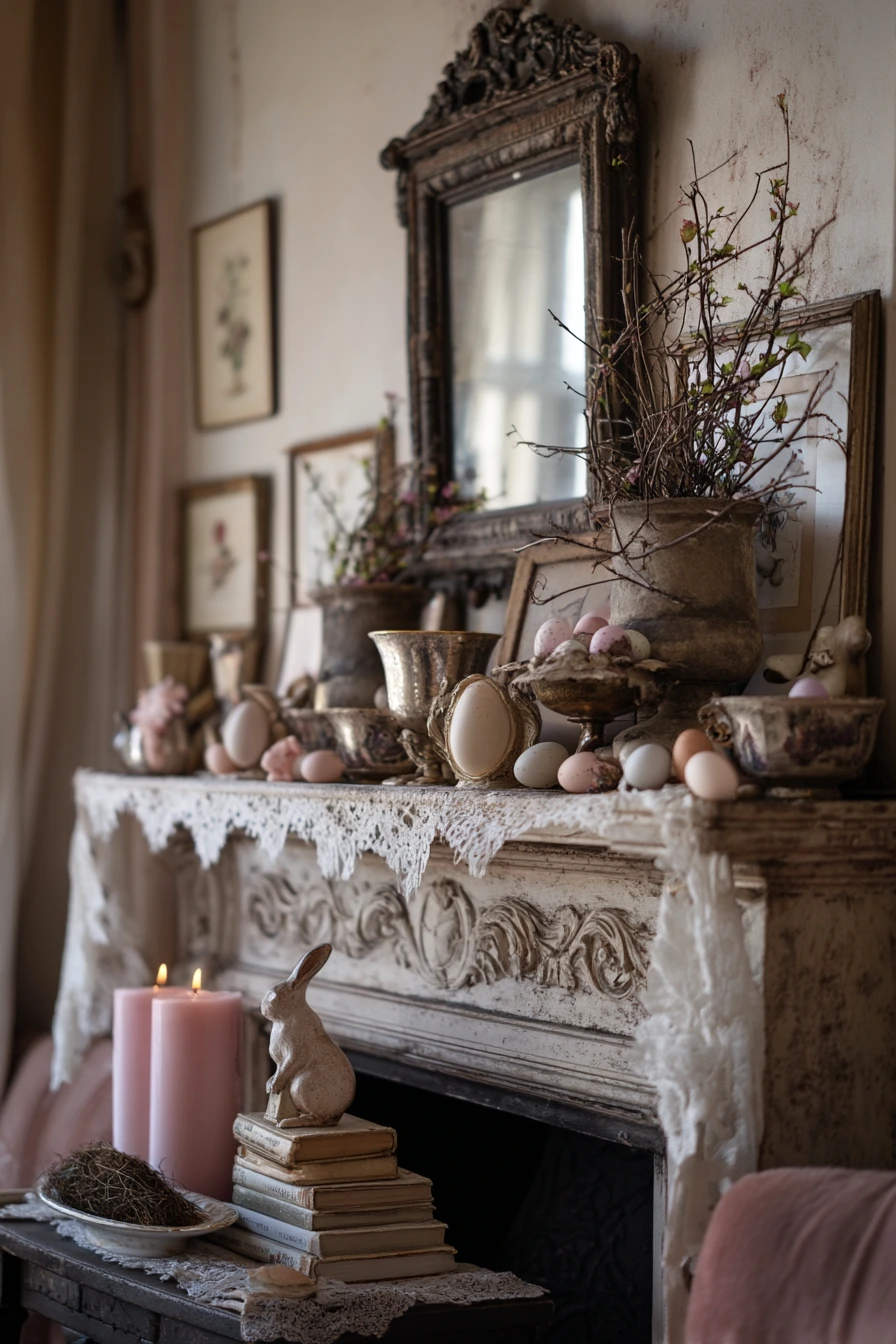 easter mantel decor ideas 21