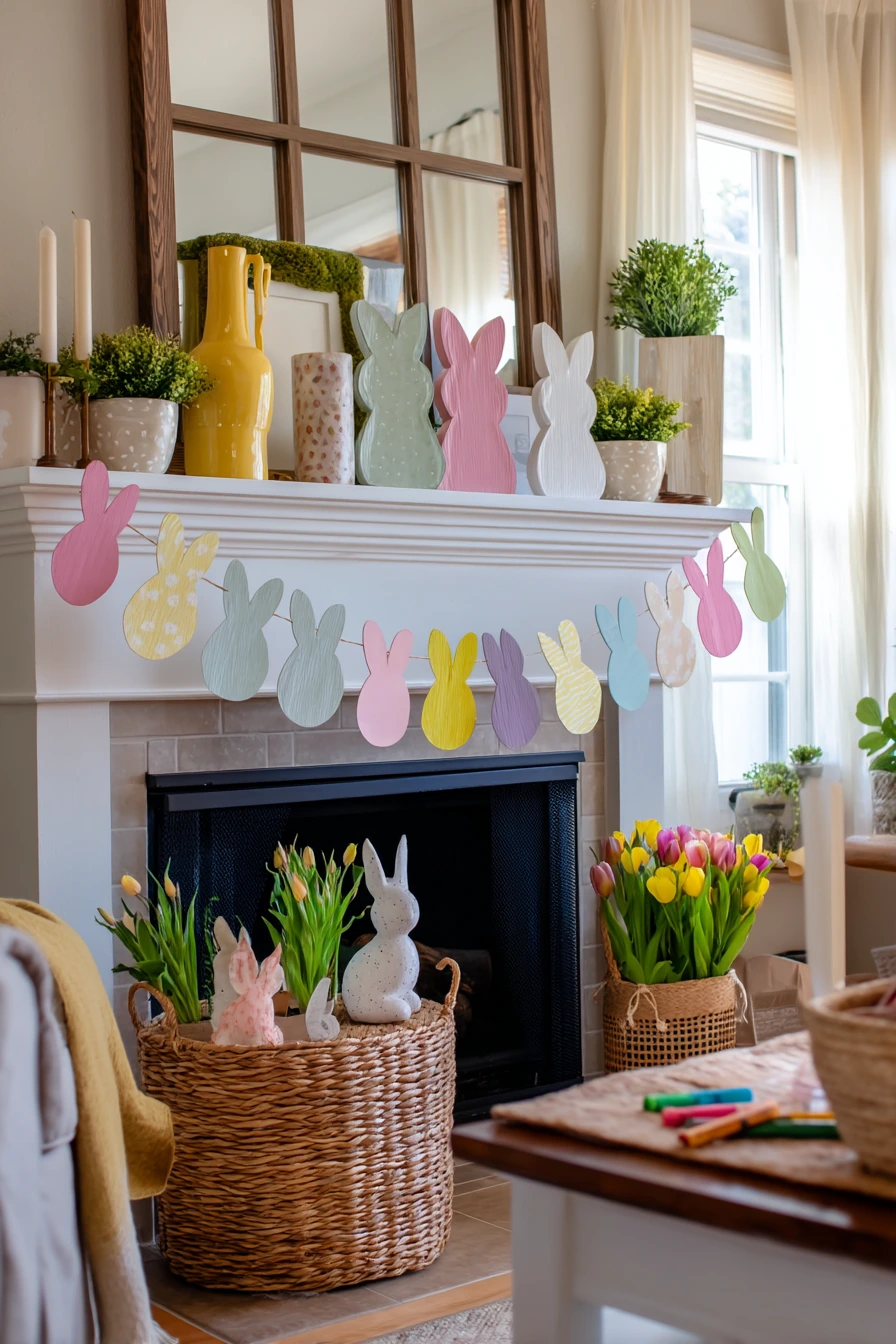 easter mantel decor ideas 26