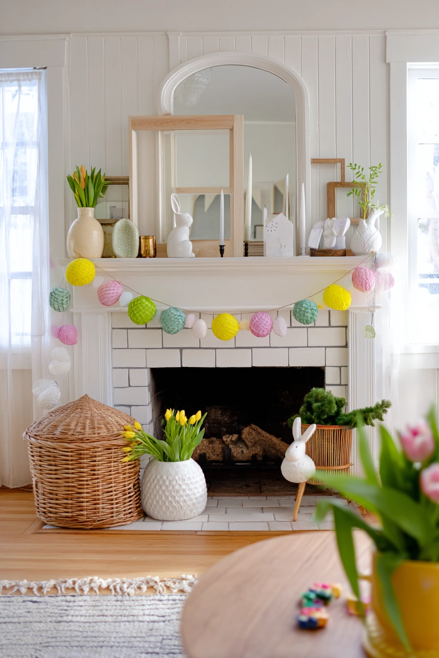 easter mantel decor ideas 28