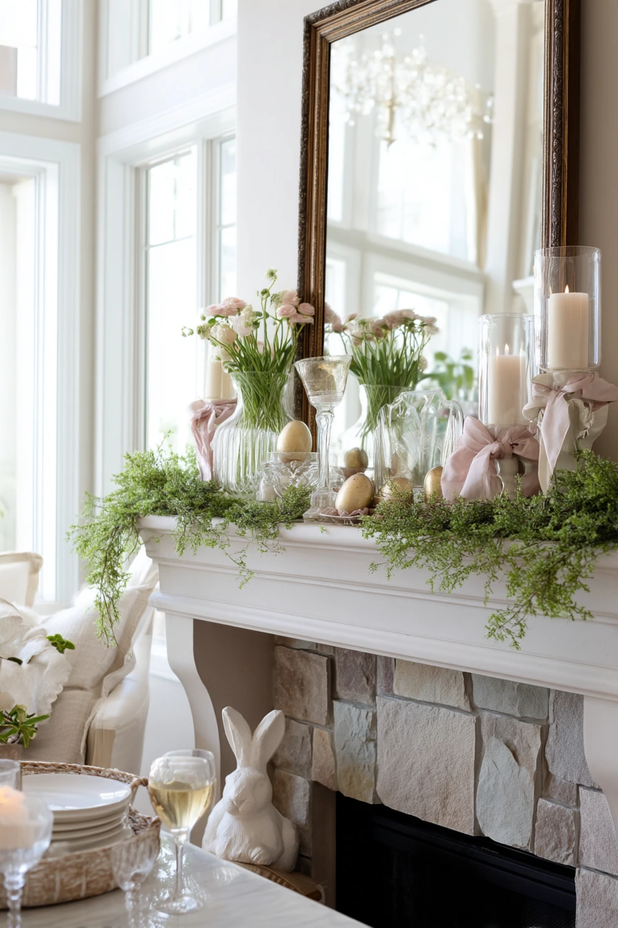 easter mantel decor ideas 31