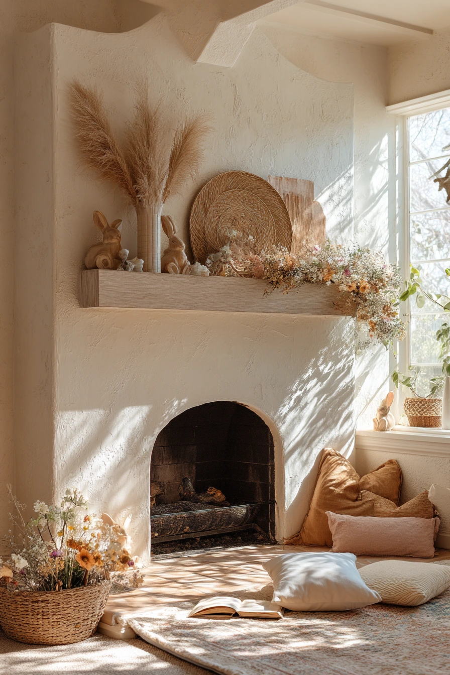 easter mantel decor ideas 33