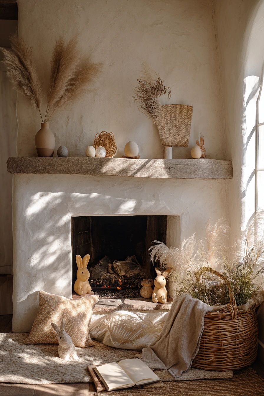easter mantel decor ideas 36
