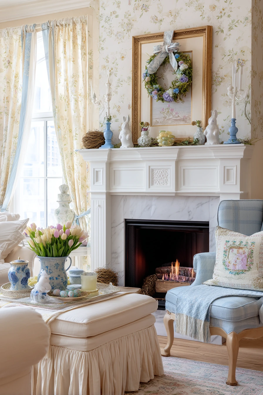 easter mantel decor ideas 37