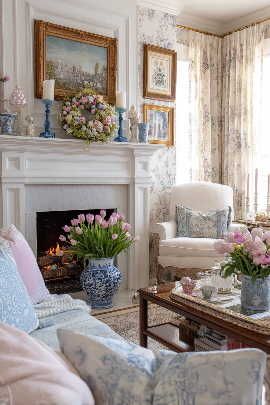 easter mantel decor ideas 38